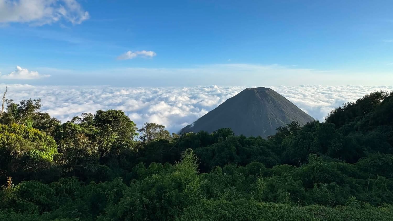 Above the clouds on the crater rim